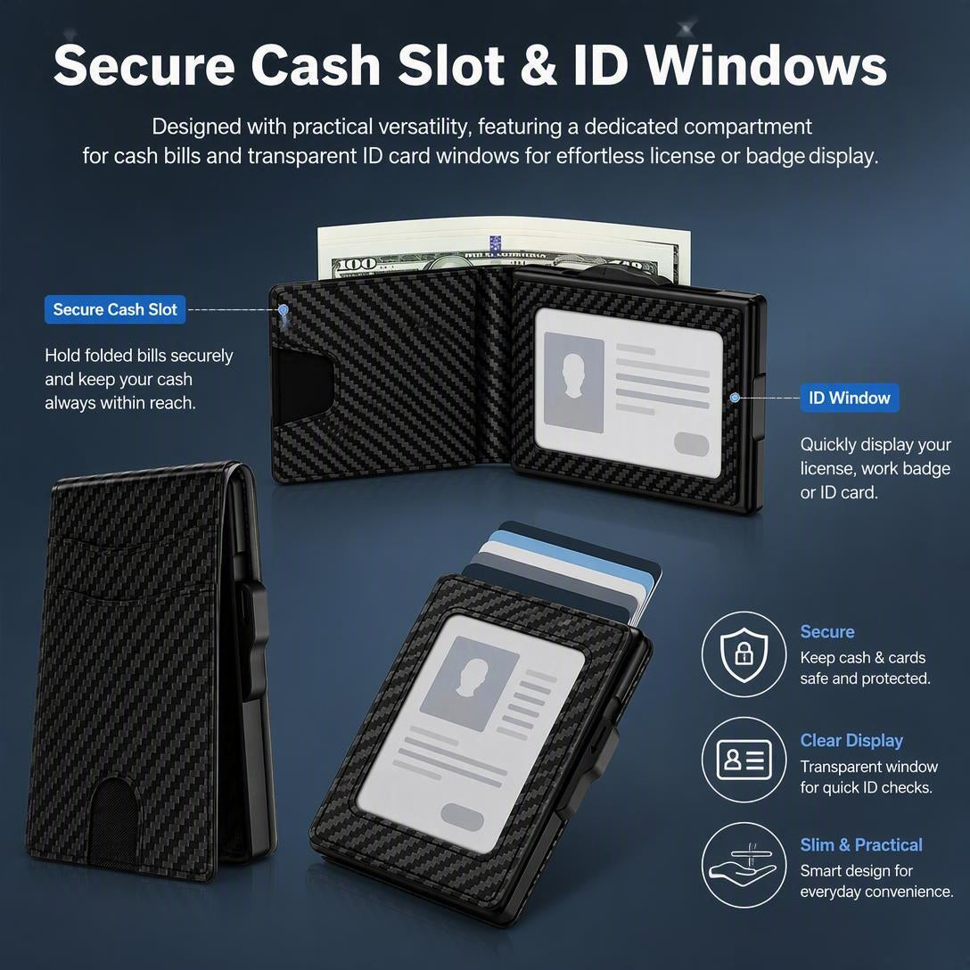 💥Men's wallet - Pop-up card holder, cash slot and credit card slot