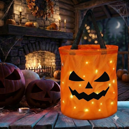 👻🌟LED Light-Up Halloween Pumpkin Candy Tote Bag