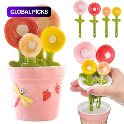 🏺Decorative flowerpot ceramic measuring spoon set with storage base
