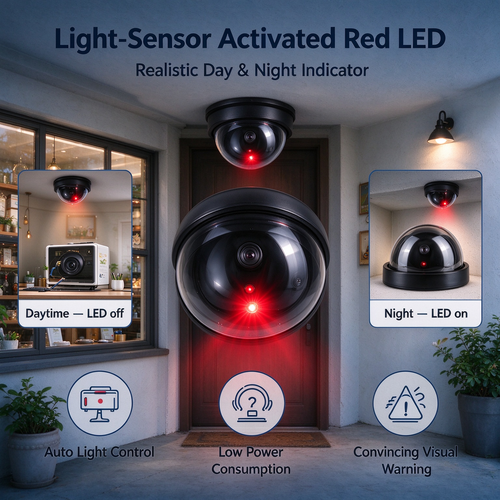 Fake Dome Security Camera with Red LED