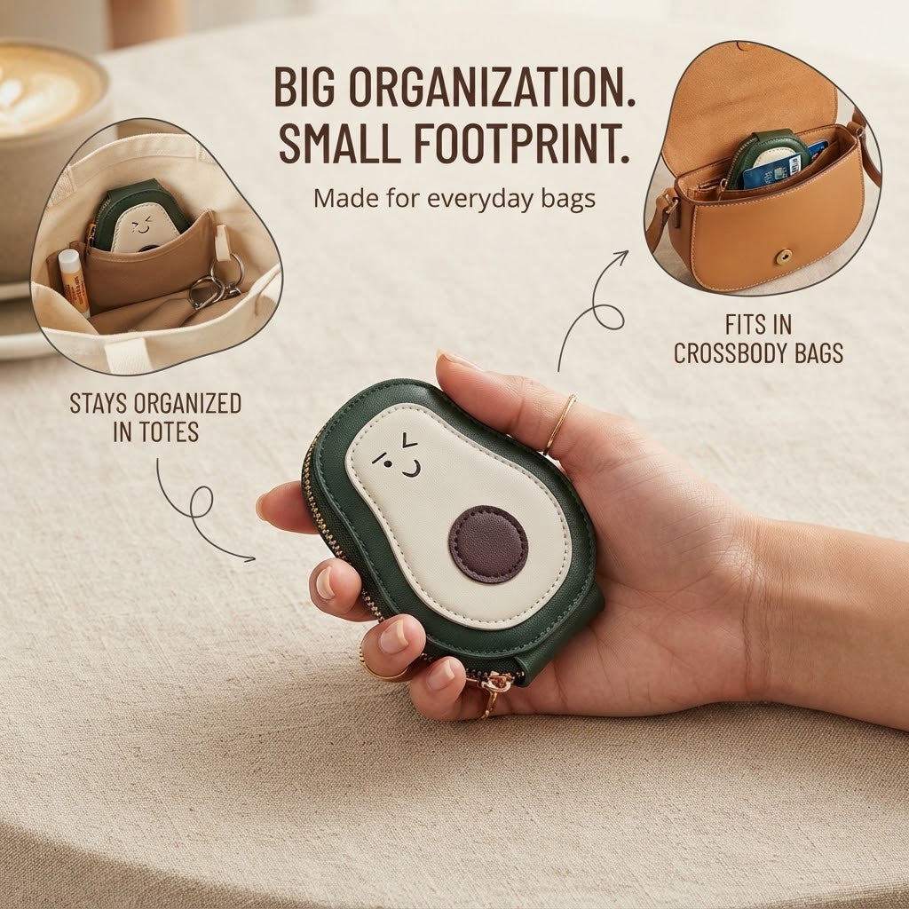 Cute Avocado Accordion Card Holder Wallet