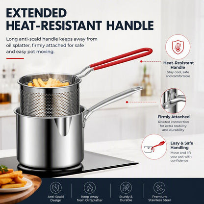 🔥Stainless Steel Deep Fryer &amp; Strainer Pot Set