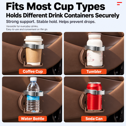🥤Universal Foldable Car Cup Holder with Hooks - Suitable for Bottles, Coffee Cups, and Glasses