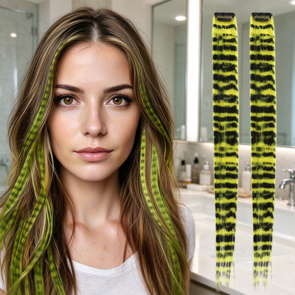 🎨Colored clip-on highlights hair extensions（2Pcs）