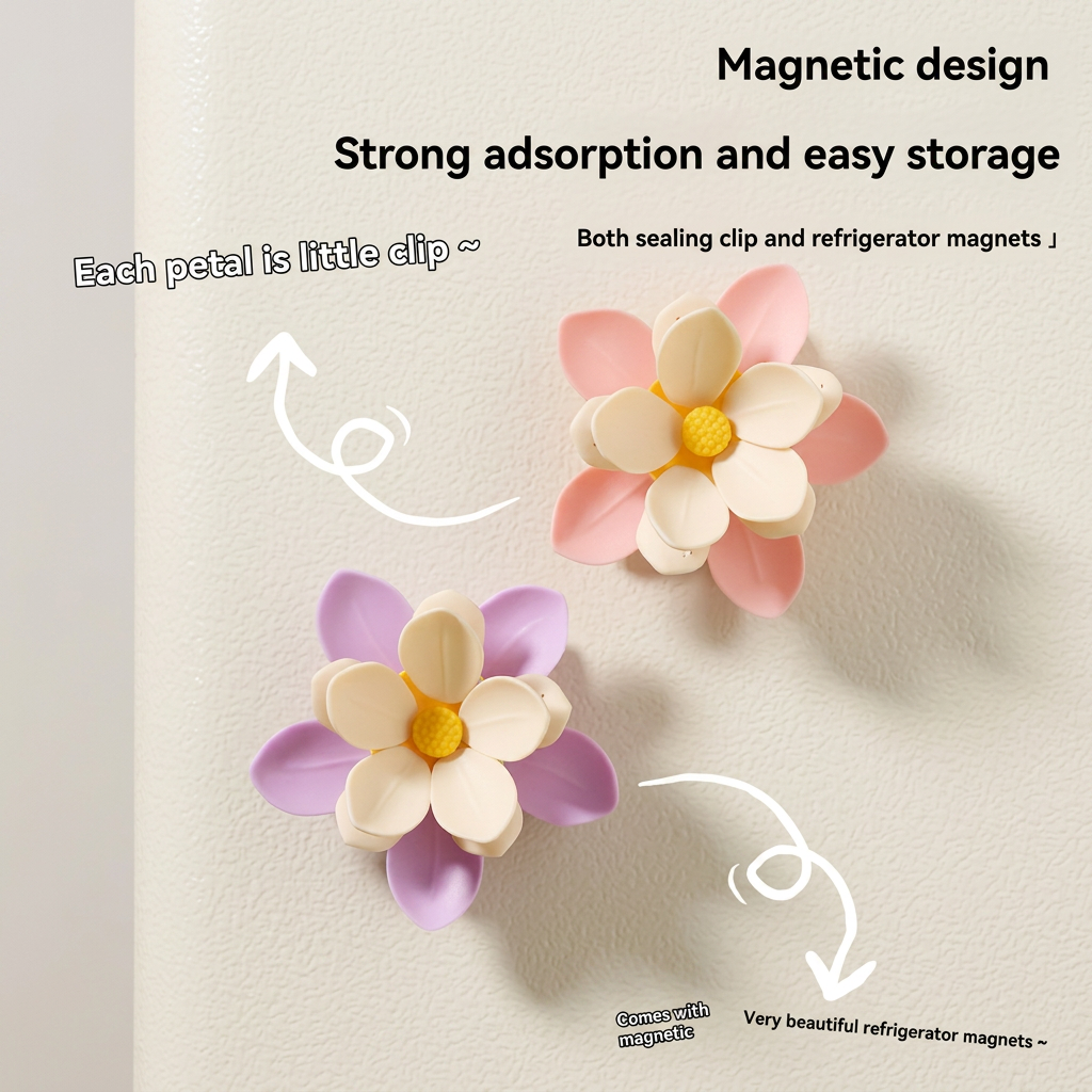 🌸Lotus Flower Refrigerator Magnet Snack Clip