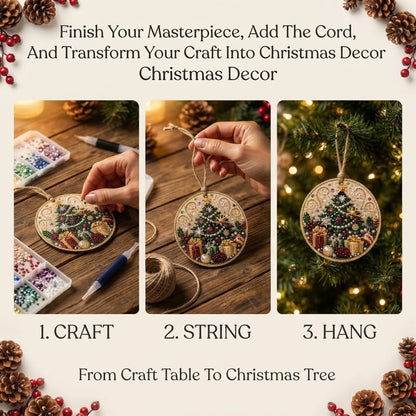 6-piece Christmas wooden diamond art ornament set