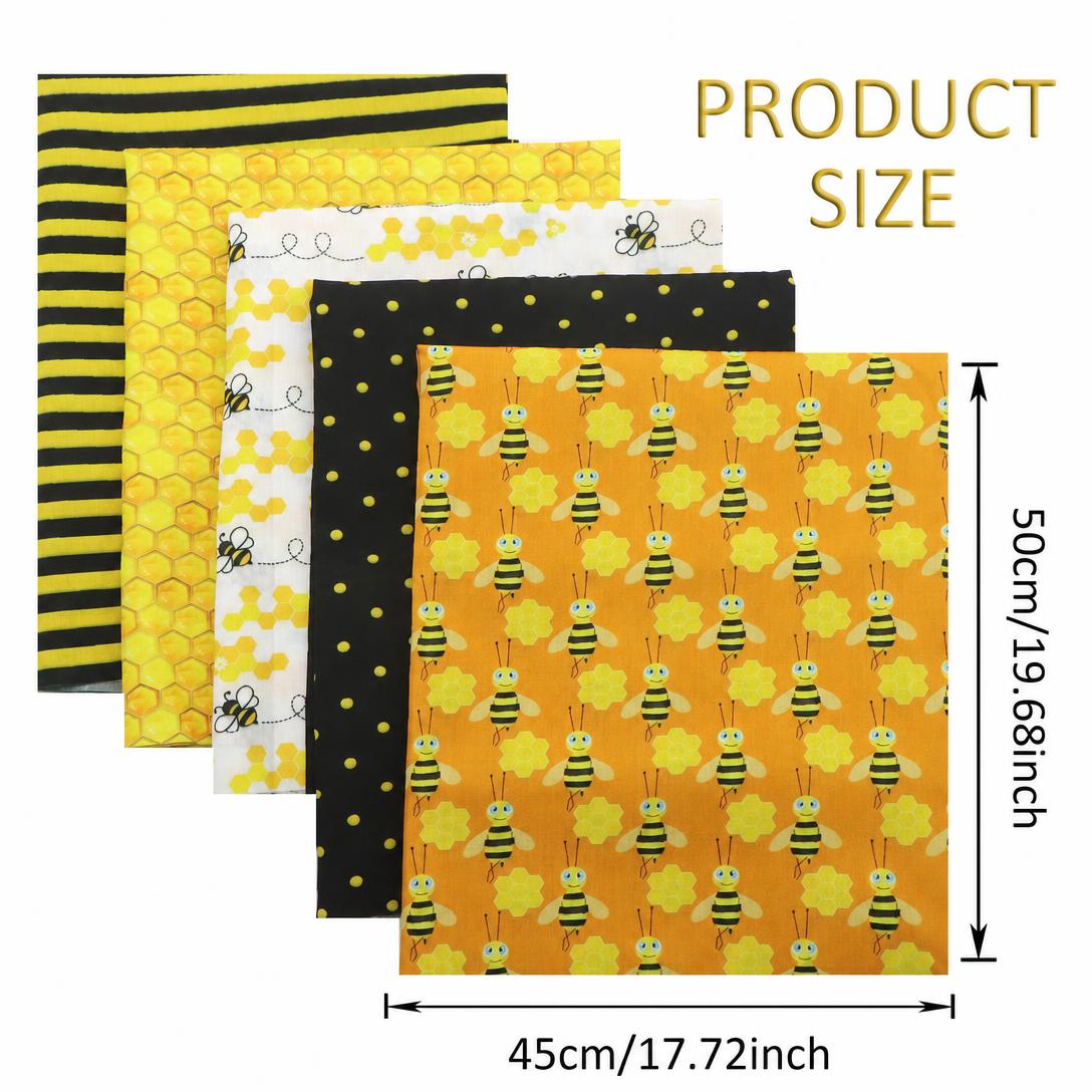 ✂️🧵Five-piece bee and daisy floral patchwork fabric set