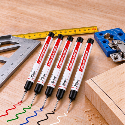 📏 5-Piece Long-Nose Deep-Hole Woodworking Marker Set