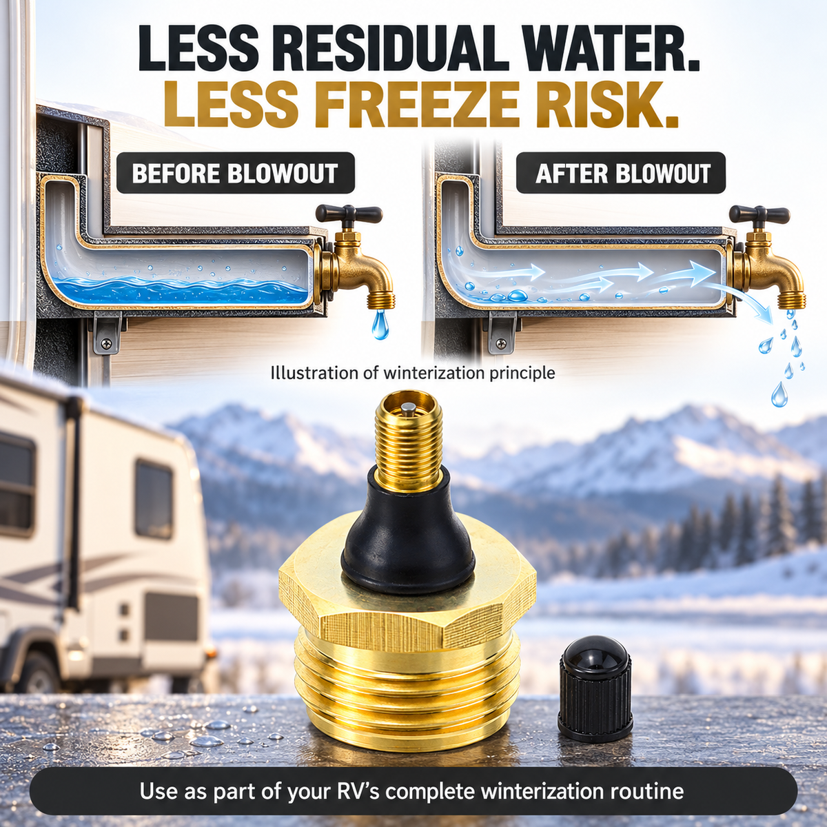 🔩Brass RV Drain Plug – with Drain Valve, for Use with Piping/Hose Lines, Home Care Supplies