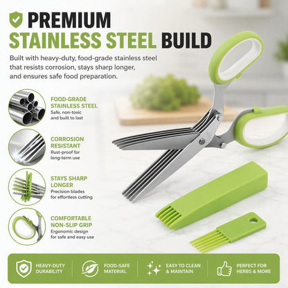 ✂️5-Blade Stainless Steel Herb &amp; Scallion Scissors