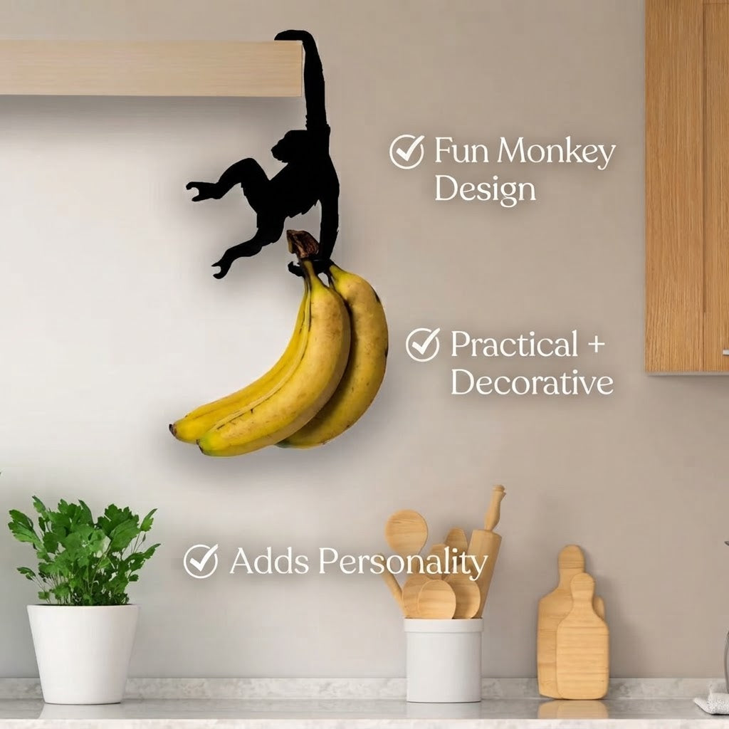 Monkey Hanger 3-Pack – Banana Holder & Multipurpose Hanging Hooks(3Pcs)