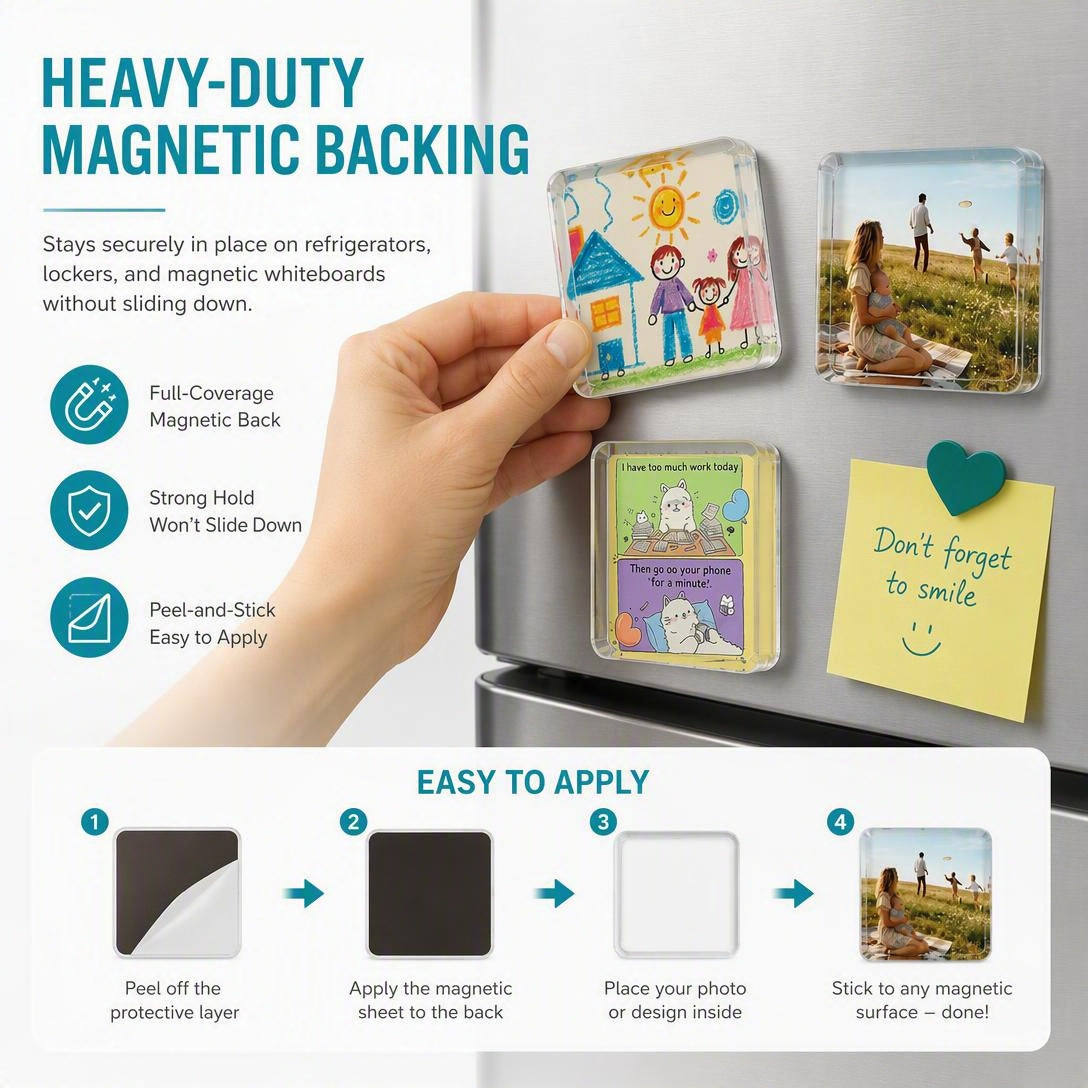 🧲📸 10-Pcs Magnetic Clear Acrylic Photo Frames DIY Fridge Magnets