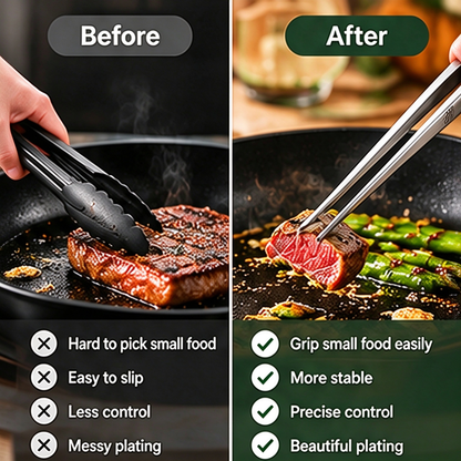 4-Piece Stainless Steel Precision Cooking Tweezers