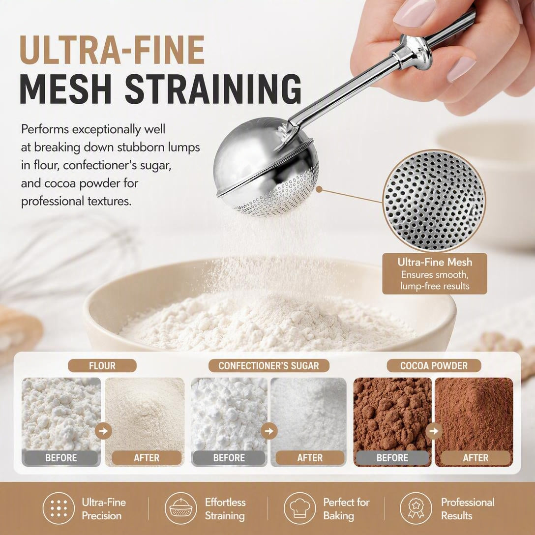 ✨Stainless Steel Long Handle Flour & Sugar Baking Sieve