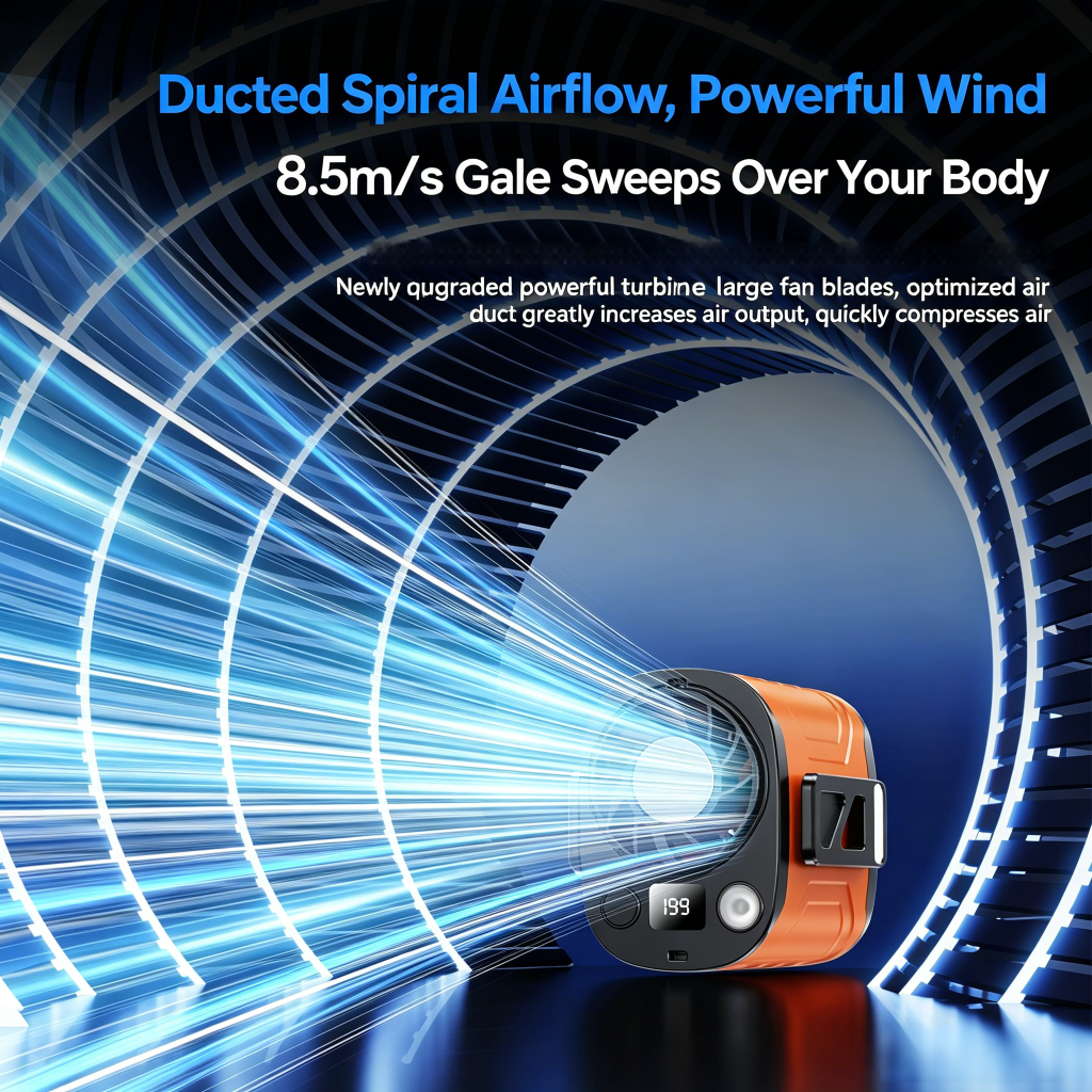 💨 Wearable Portable Waist Fan with Cellphone Stand and Double Clips