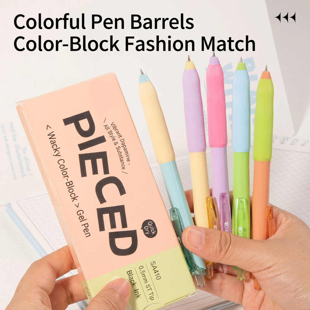 ✍️Fine-point black ink push-type gel pen