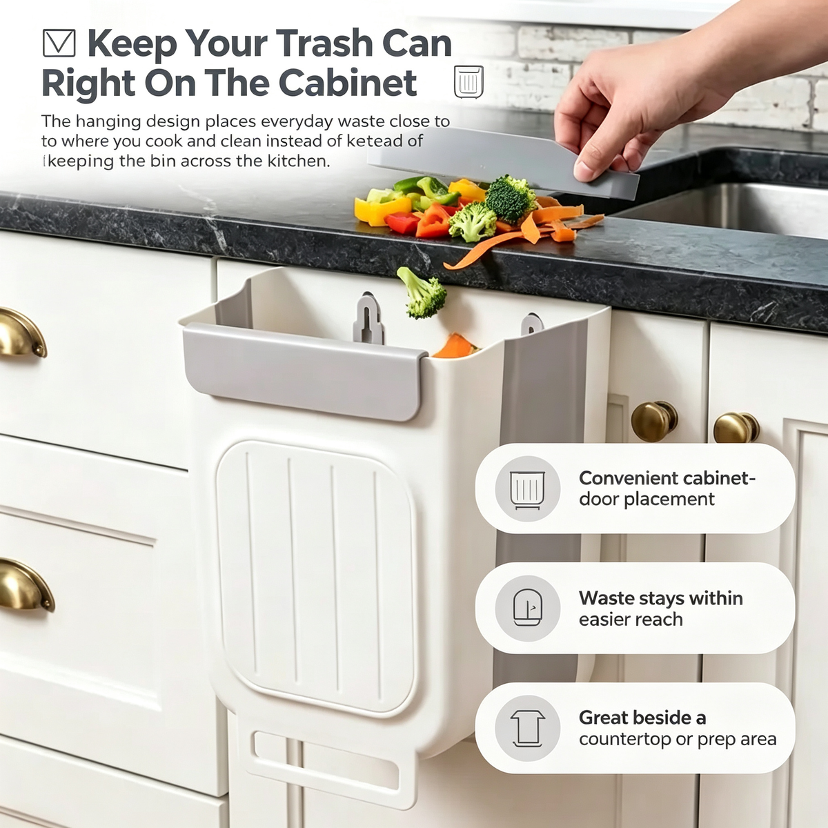 Hanging Kitchen Trash Can for Cabinet Door