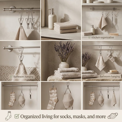Multi-Purpose Stainless Steel Hanging Clips（10Pcs）