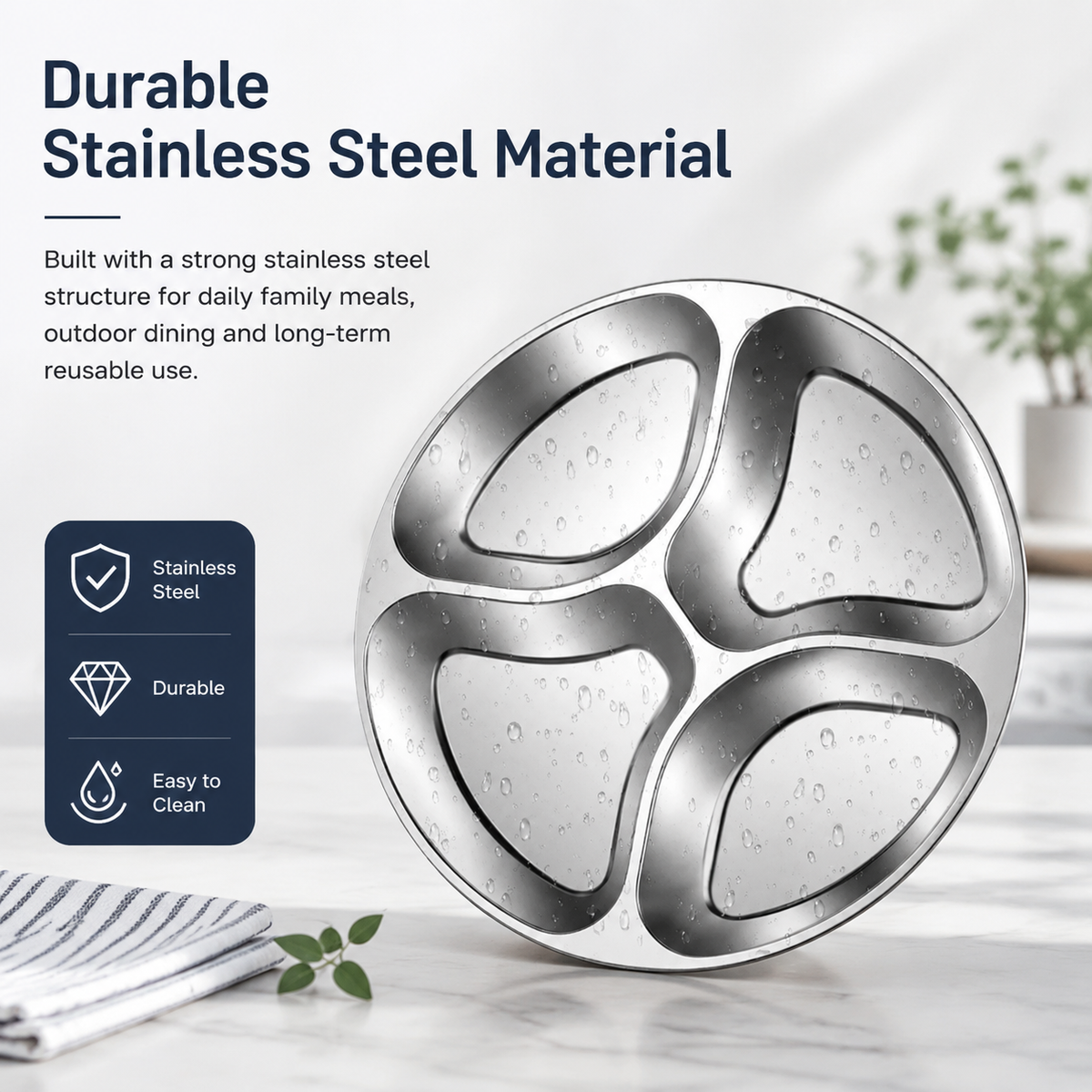 Stainless Steel Multi-Functional Food Tray
