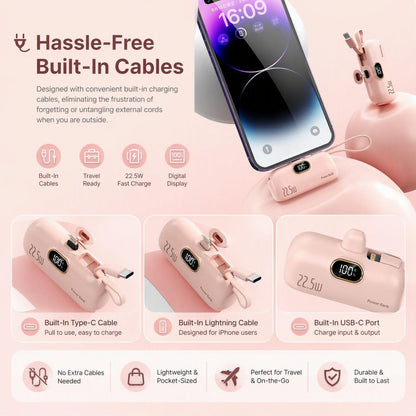 🔋5000mAh Mini Portable Power Bank