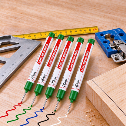 📏 5-Piece Long-Nose Deep-Hole Woodworking Marker Set