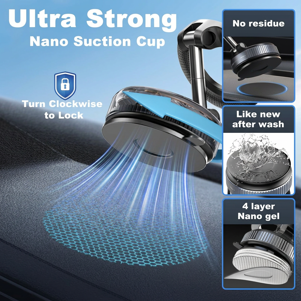 🧲Multifunctional folding magnetic rotating car mount
