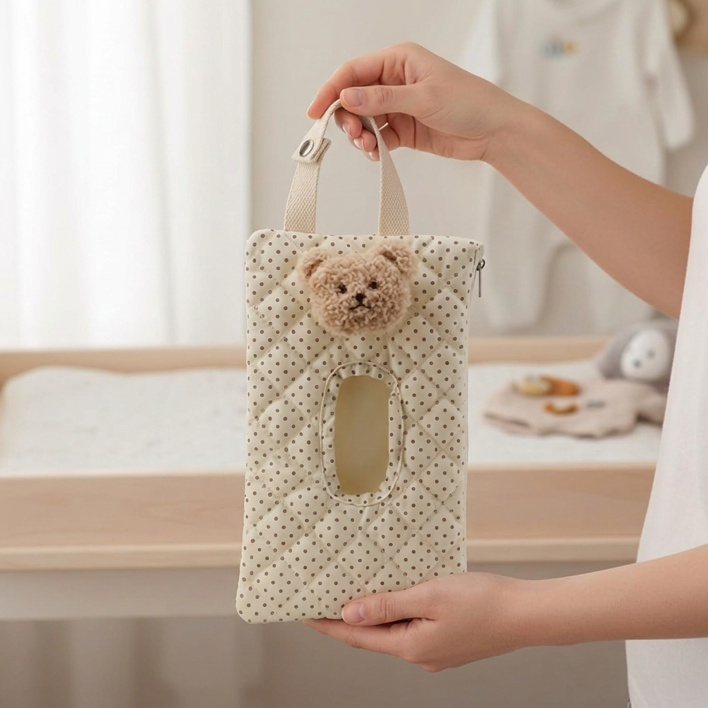 🌸Hangable floral pattern wet wipes bag
