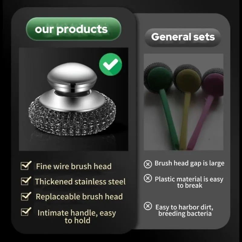 Stainless Steel Kitchen Pot Brush 2 Pcs