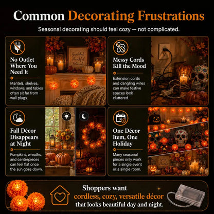 Marigold LED Memorial String Lights For Ofrendas & Remembrance