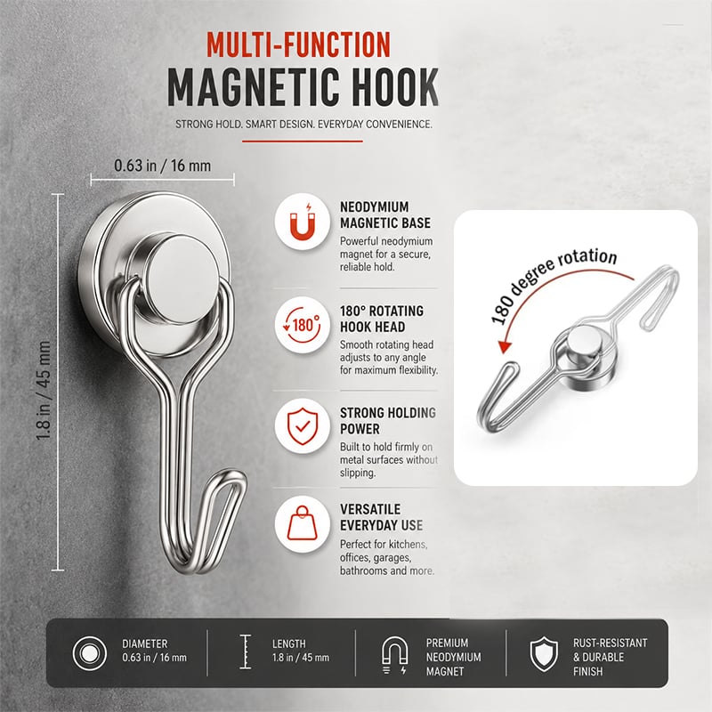 🔥 Heavy Duty 180° Rotatable Swivel Hooks ⚡ — Compact, Strong & Space-Saving Organization! 🏠✨