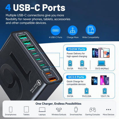 Portable Smart 8-Port Charger, Suitable For A Variety Of Devices