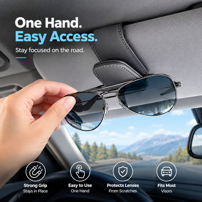 🧲Magnetic Leather Car Visor Glasses Clip – Universal Car Interior Accessory