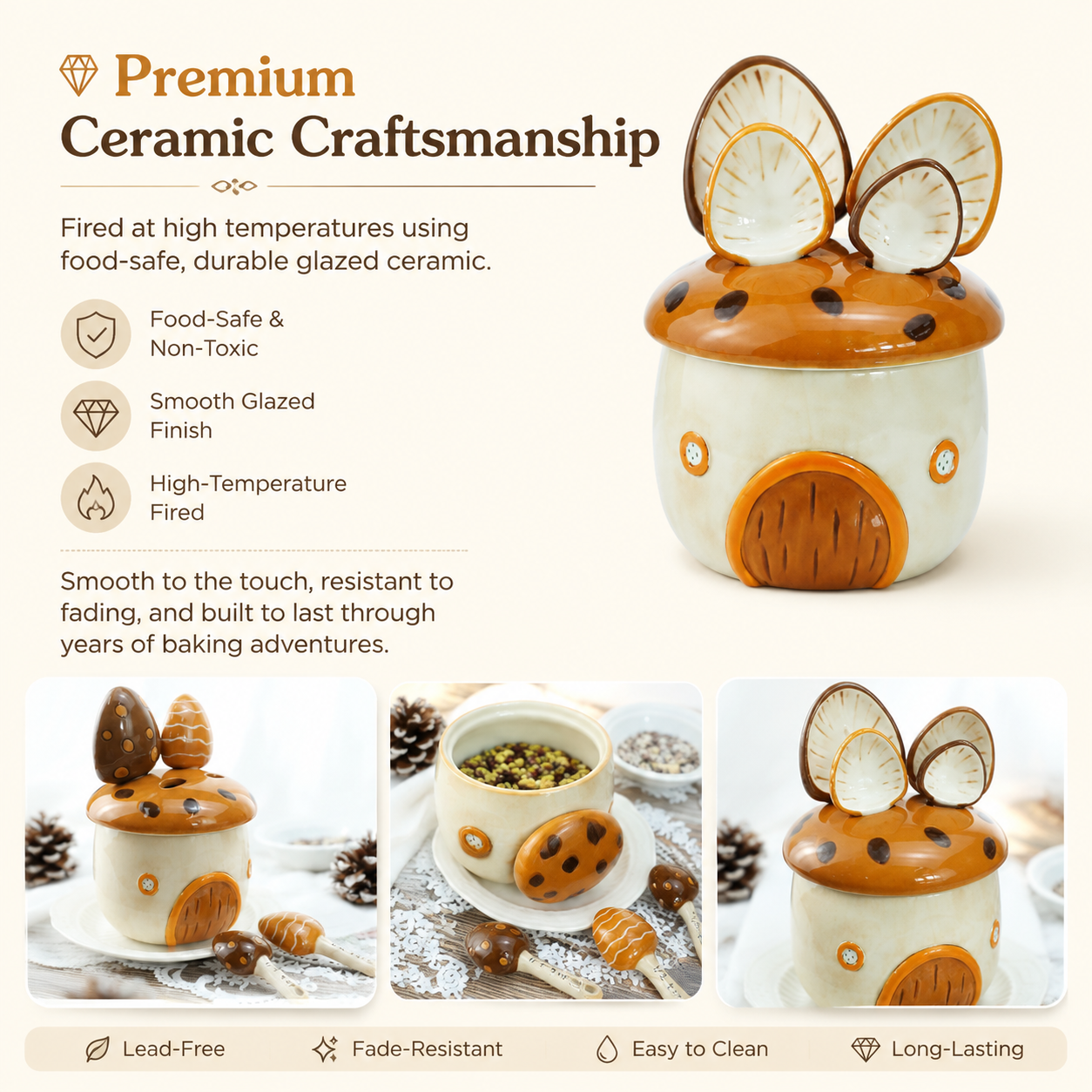 🍄 Enchanted Mushroom Ceramic Measuring Set