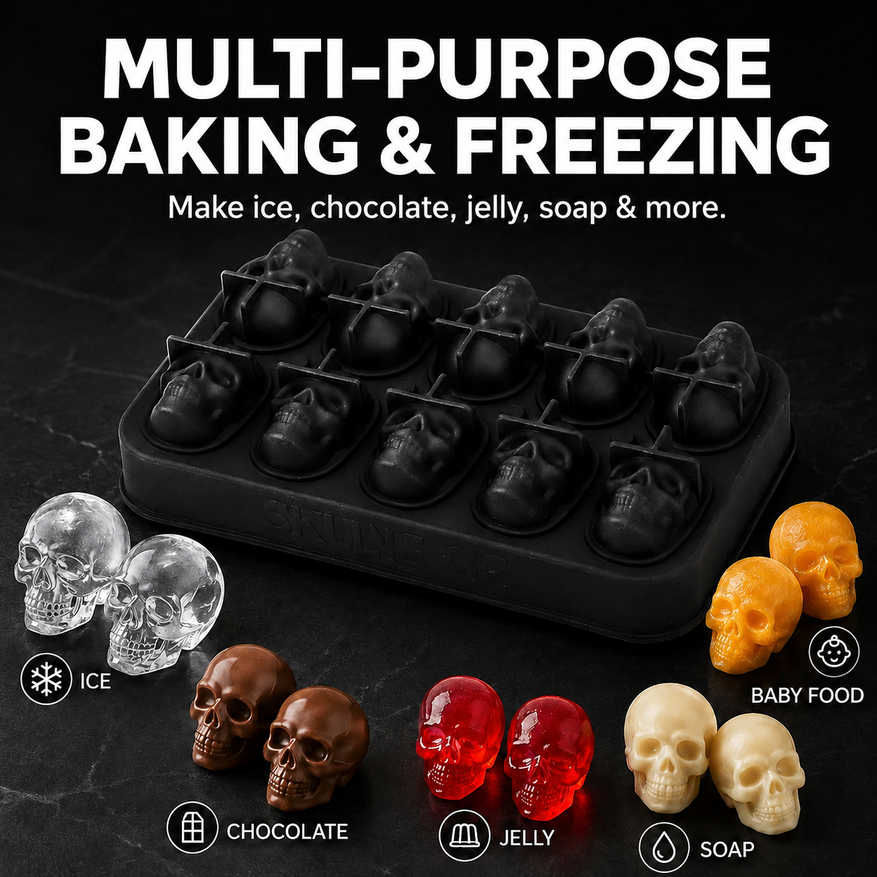💀🧊3D Skull Silicone Ice Cube Tray