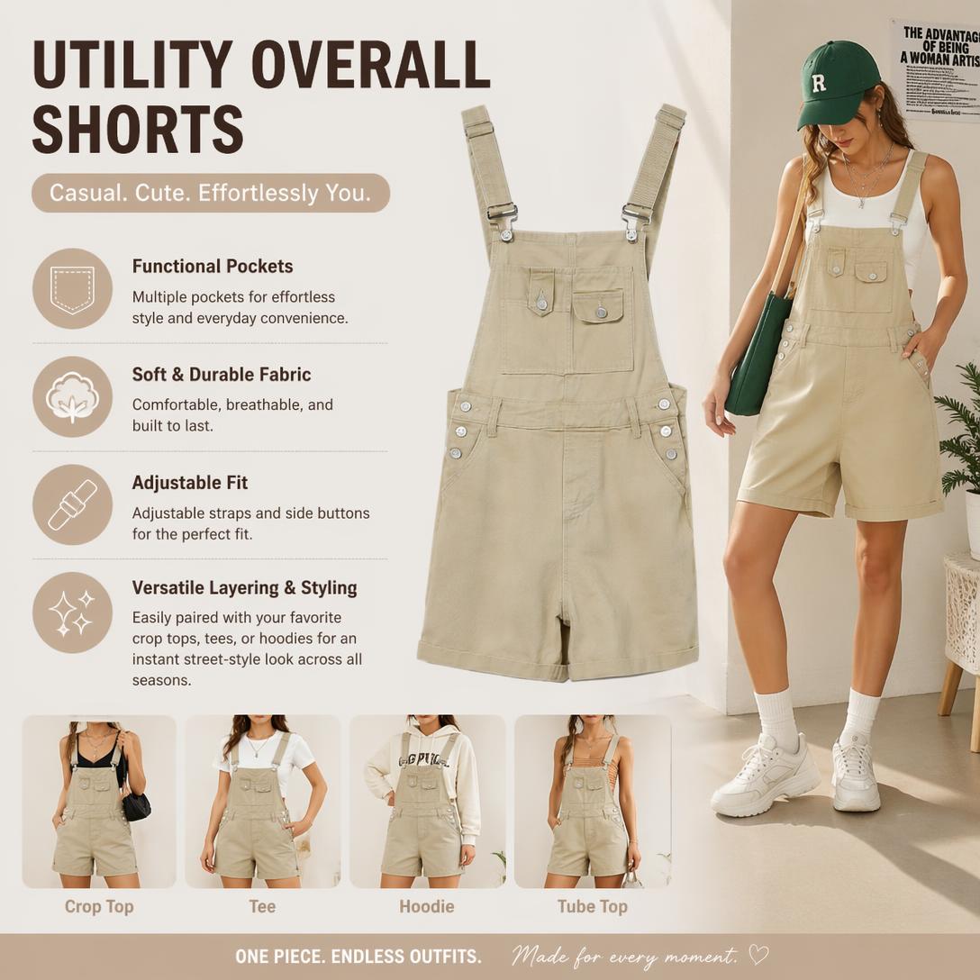 ✨Women's Adjustable Strap Denim Overalls Shorts