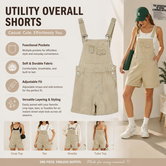 ✨Women's Adjustable Strap Denim Overalls Shorts