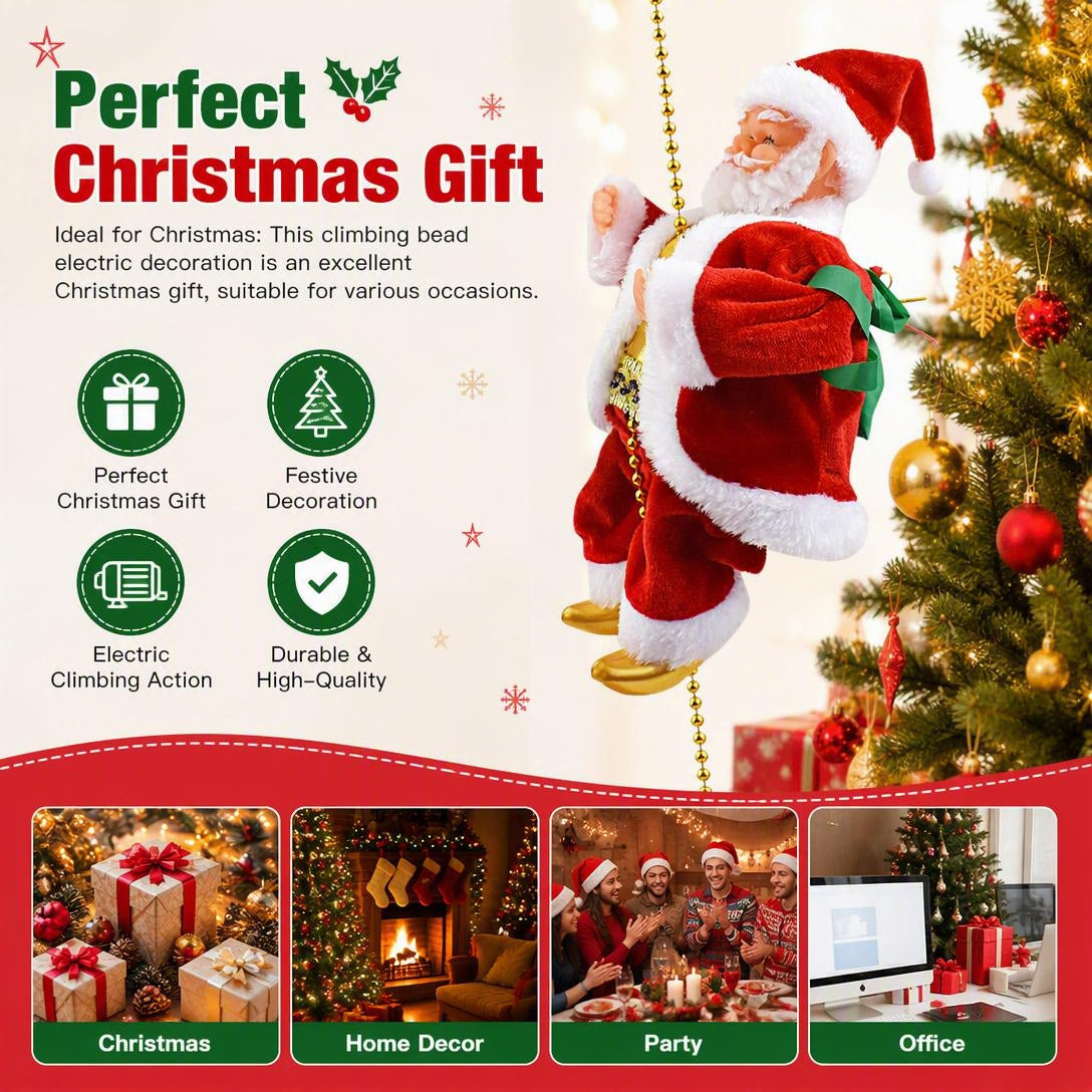 Christmas Gift Climbing Bead Electric Decoration Santa Claus Toy