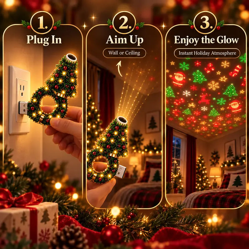 USB Plug-In Christmas Projector Night Light