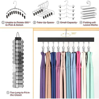 🧢📐 Wooden Clothes Drying Rack with 12 Stainless Steel Clips