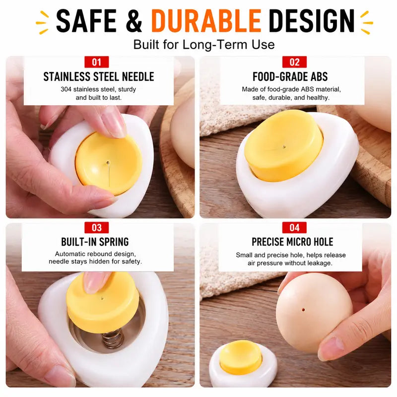 2PCS Egg Piercer with Stainless Steel Needle, Helps Prevent Shell Cracks
