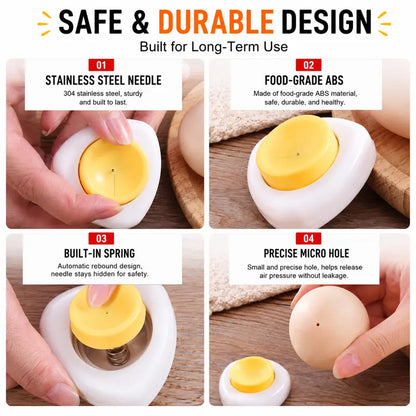 2PCS Egg Piercer with Stainless Steel Needle, Helps Prevent Shell Cracks