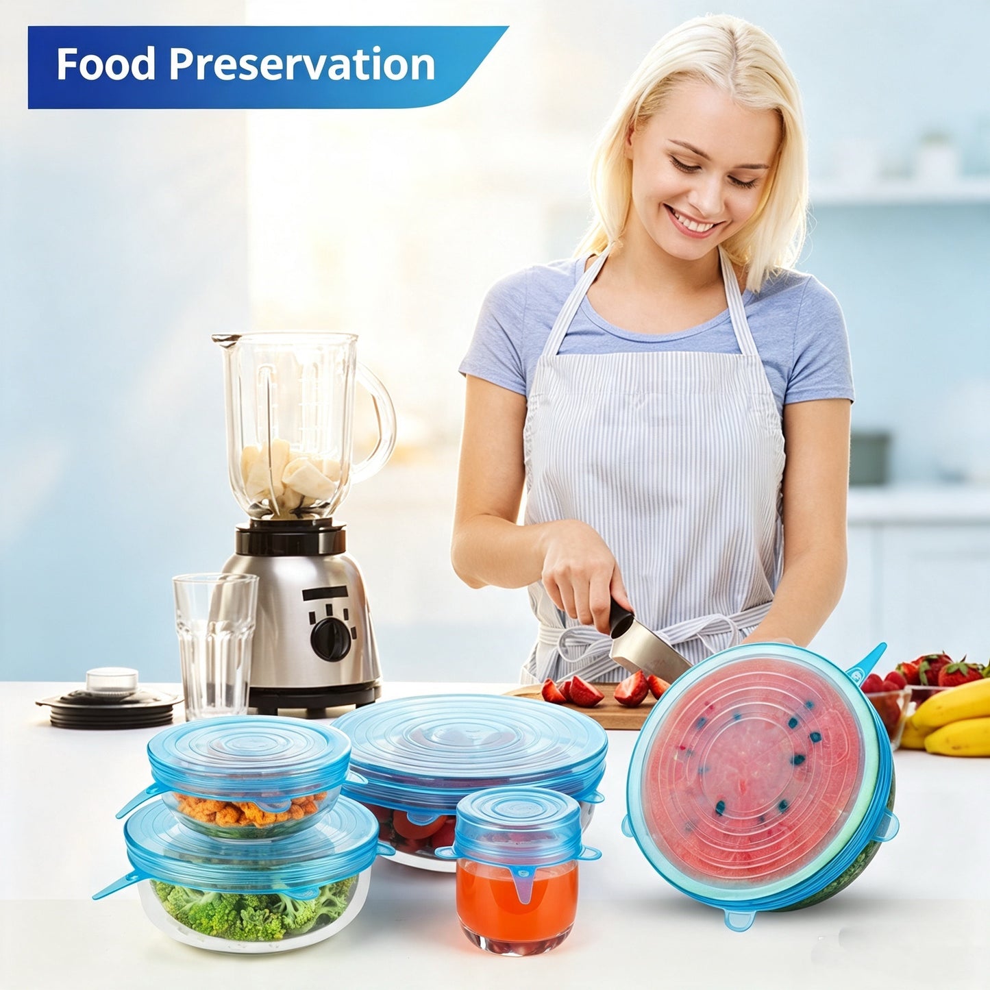 Multifunctional Silicone Food-Grade Smiley Face Lid 6Pcs