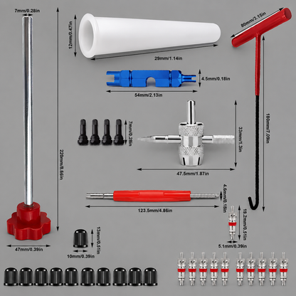 🔧30-piece quick tire valve removal and replacement tool kit