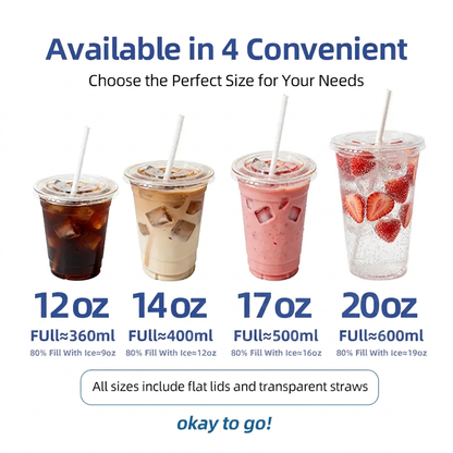🚰Disposable To-Go Plastic Cups with Lids, 10 Pack