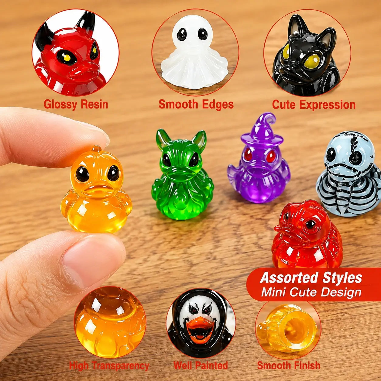 👻🎃Glow-In-The-Dark Mini Halloween Duck Set - Luminous Resin Figurines & Spooky Statues for Desk & Micro-Landscapes