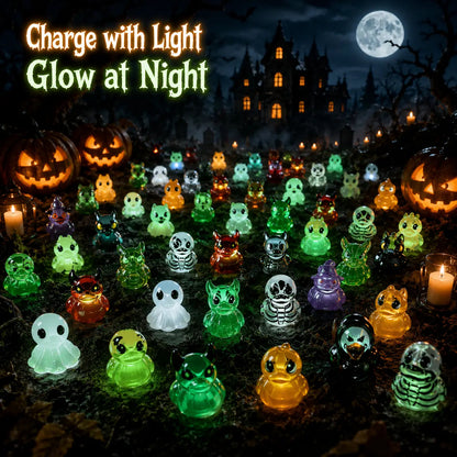 👻🎃Glow-In-The-Dark Mini Halloween Duck Set - Luminous Resin Figurines & Spooky Statues for Desk & Micro-Landscapes