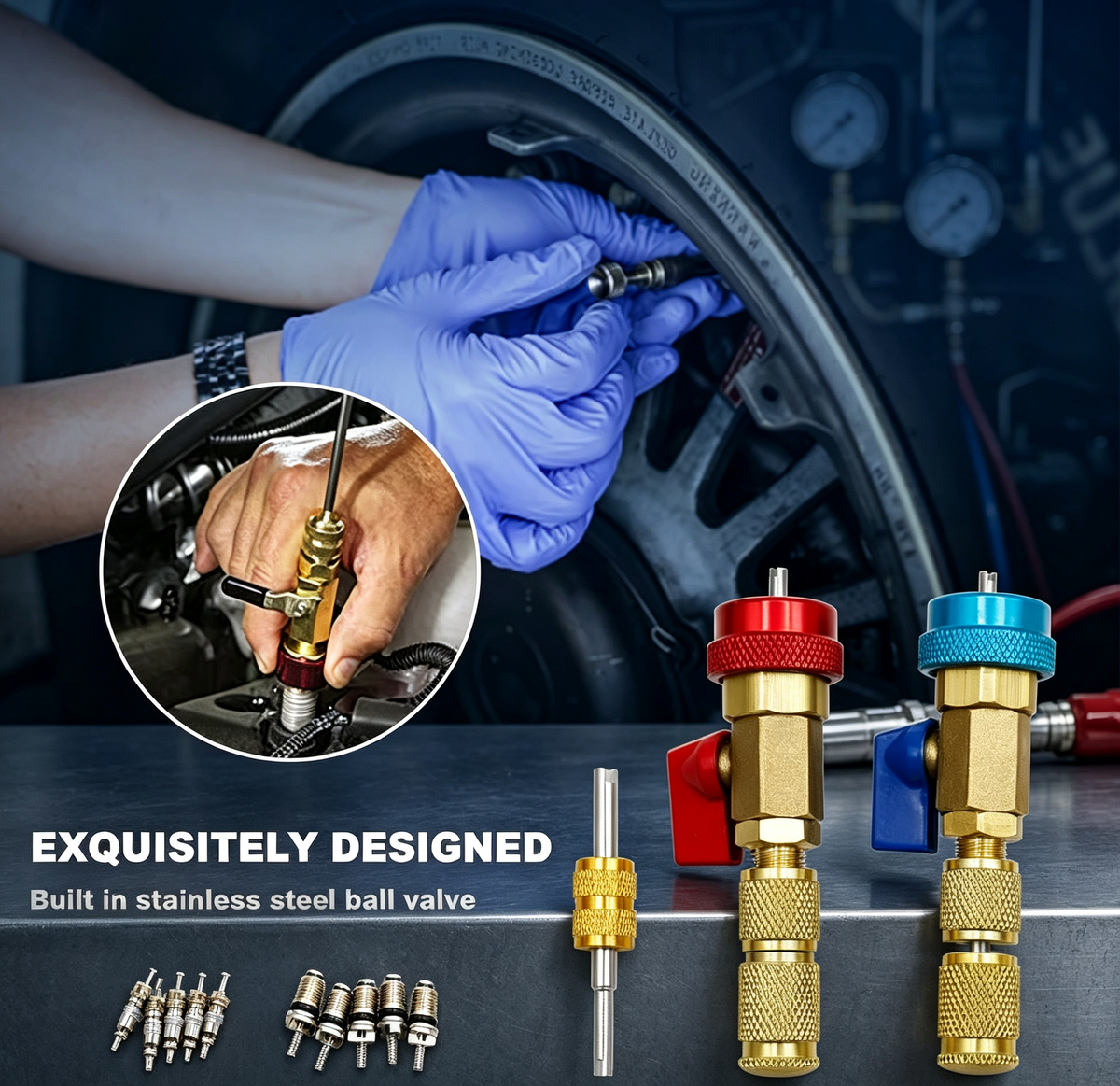R134A High & Low Pressure AC Valve Core Remover Installer Kit