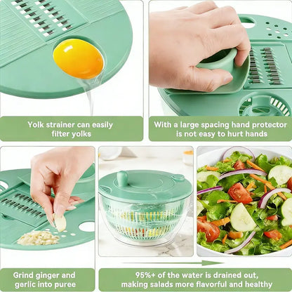 ✨ Salad Spinner Large, 3 IN 1 Vegetable and Fruit Washing Bowl with Strainer