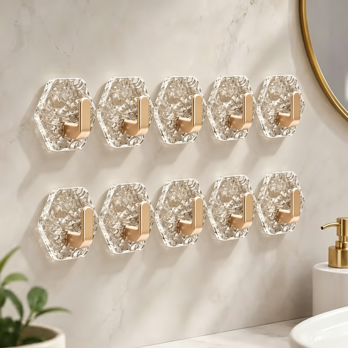 Self-Adhesive Hexagonal Ripple Wall Hooks(10Pcs)