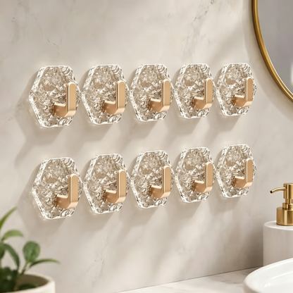 Self-Adhesive Hexagonal Ripple Wall Hooks(10Pcs)